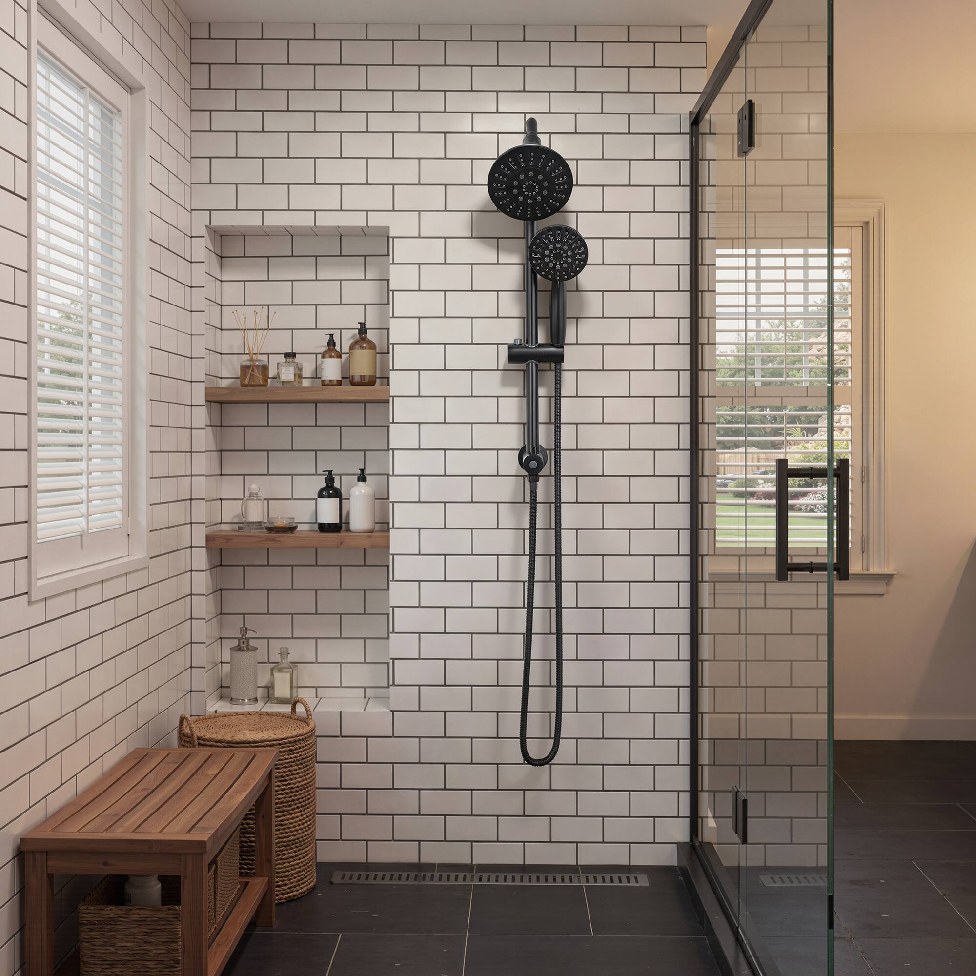 Alt View 4. Akicon - Akicon Shower System with High Pressure Rain Shower Head and 6-Mode Handheld Spray Combo in Black - Black.