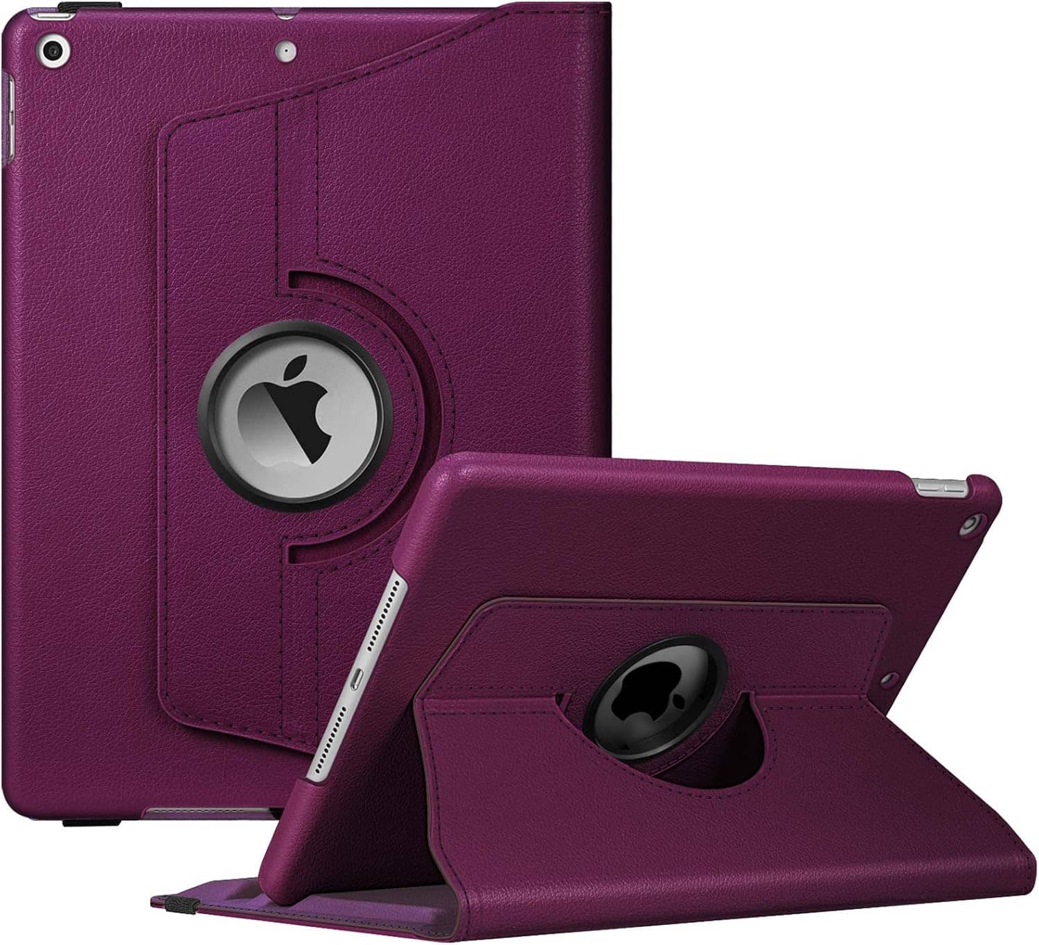 Front. Fintie - 360° Rotating Case for iPad 9th / 8th / 7th Generation 10.2 Inch | Shockproof Cover with Pencil Holder Auto Wake/Sleep - Dark Purple.