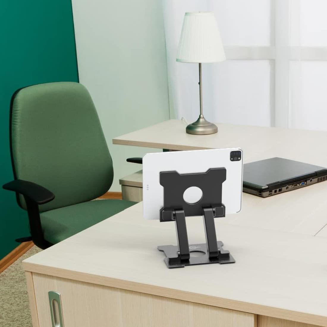 Alt View 3. FINEAK - Aluminum Drawing Tablet Stand - Adjustable Eye-Level Holder for iPad Pro, Surface Pro & 15" Devices - Black.