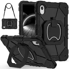Front. Dteck - Case for Lenovo ldea Tab 11 2025/ K11 2nd Gen ,11-inch, 3-Layer Rugged Kickstand Handle Grip Cover with Shoulder Strap - Black.