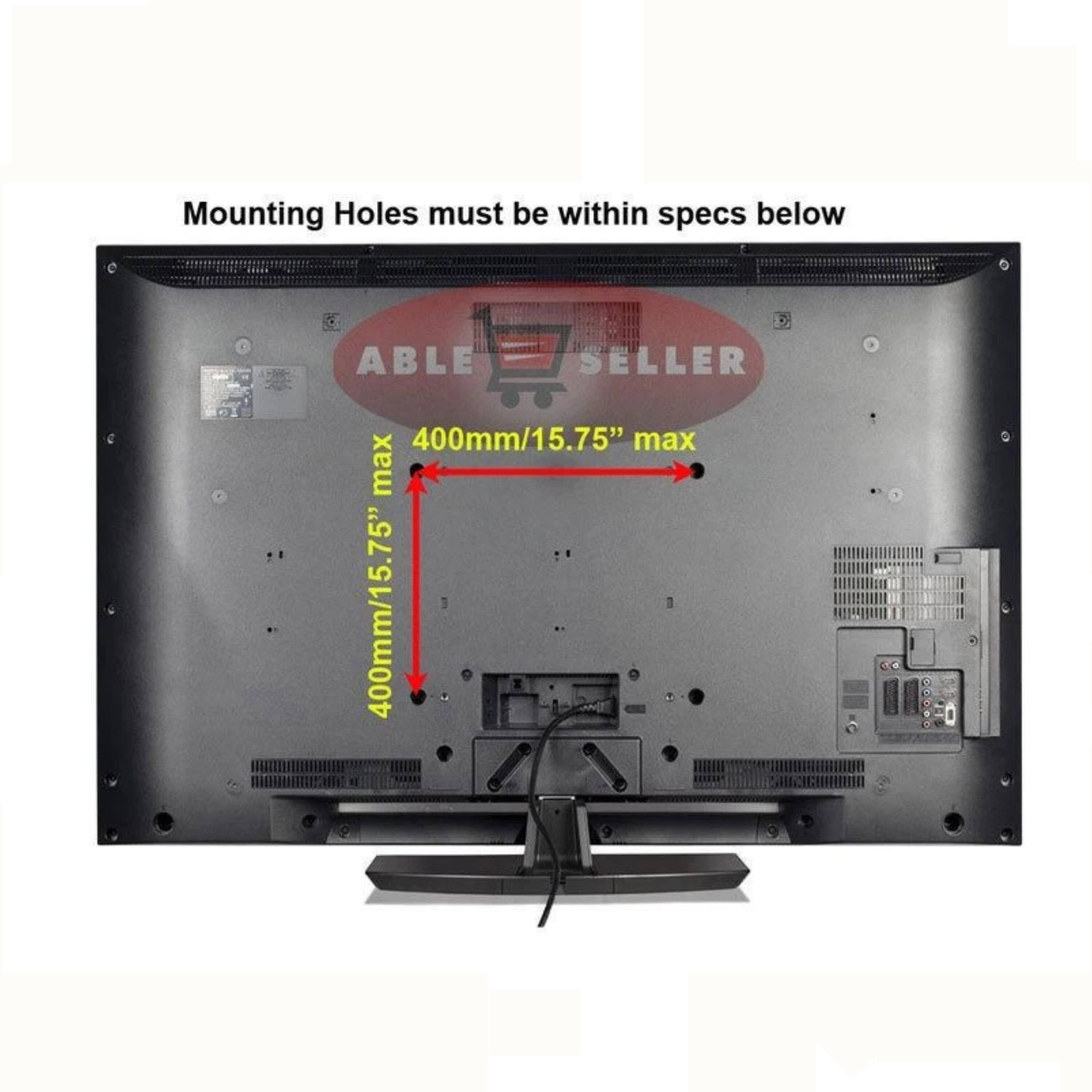 Mounting Holes must be within specs below

ABLE = SELLER

400mm/15.75" max