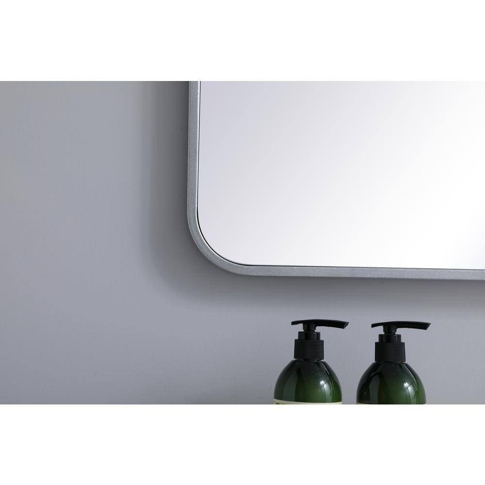 Alt View 3. Elegant Decor - Soft corner metal rectangular mirror 27x40 inch in Silver - Silver.