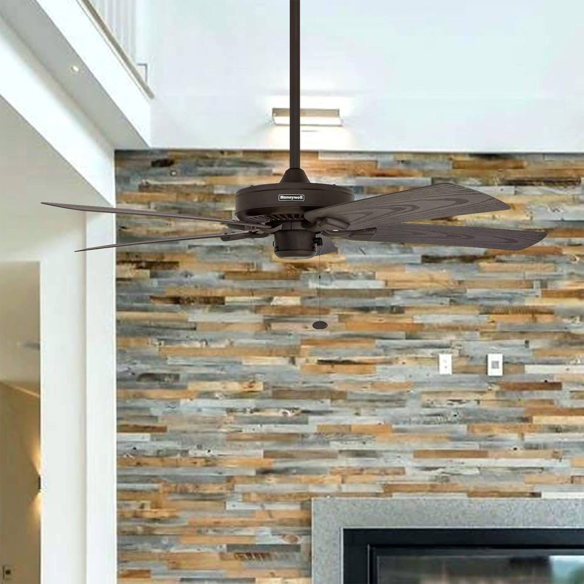 Alt View 4. Honeywell - Honeywell Belmar 52-Inch Outdoor Ceiling Fan, Pull Chain, Tri-Mount, Bronze - Bronze.