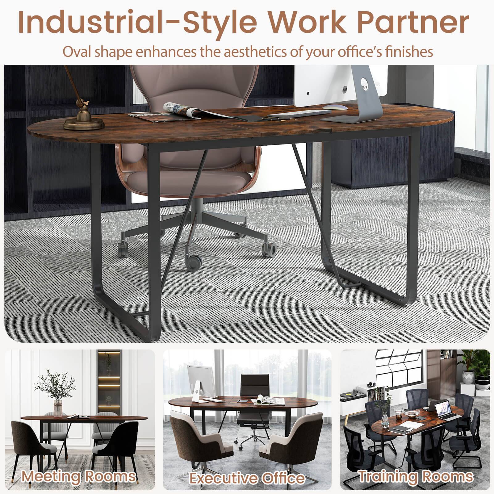 Industrial-Style Work Partner  
Oval shape enhances the aesthetics of your office's finishes  

Meeting Rooms  
Executive Office  
Training Rooms
