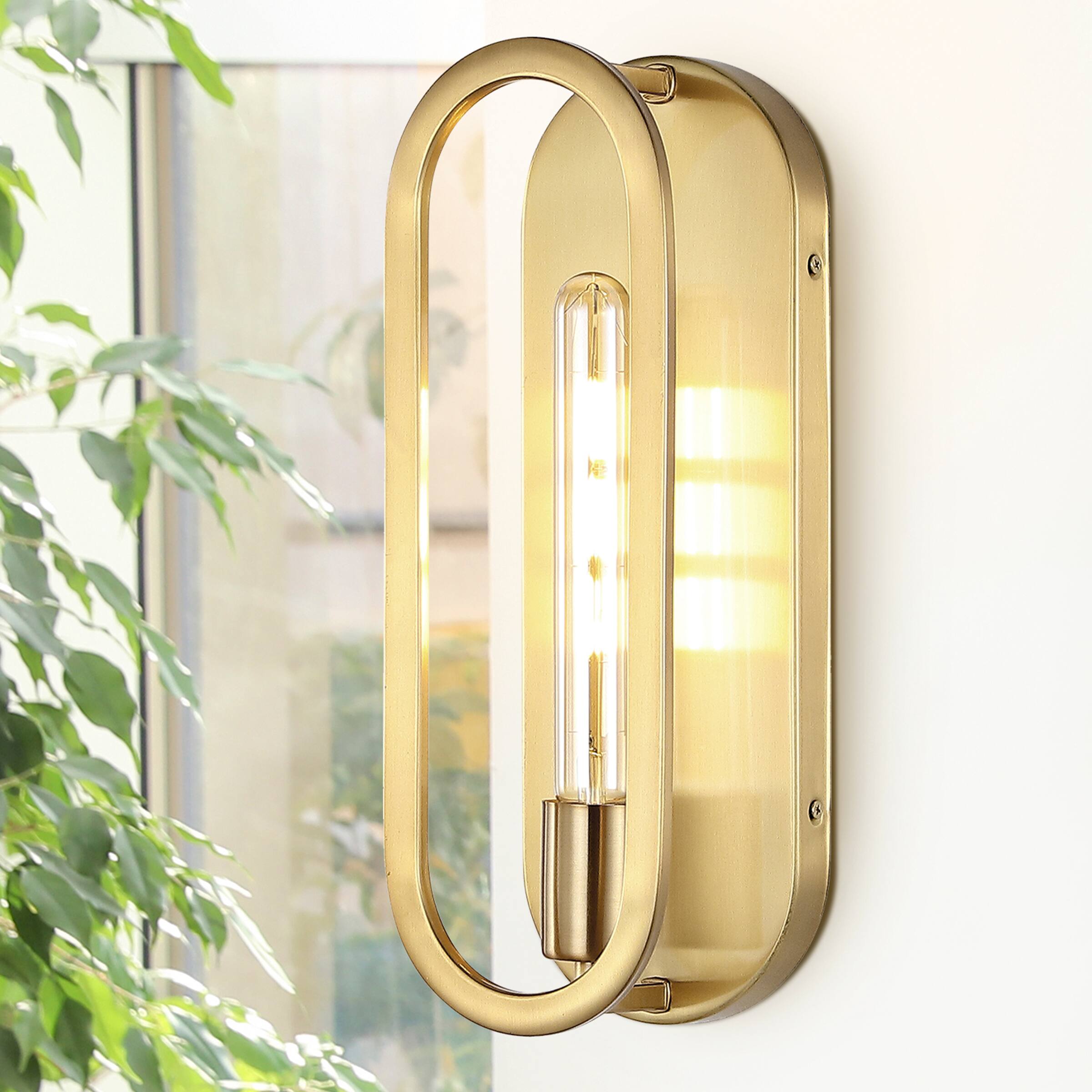 Alt View 8. Jonathan Y - Emilia 4.75" 1-Light Modern Bohemian Iron LED Sconce, Brass Gold - Brass Gold.