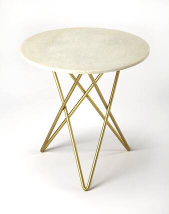 Front. Butler Specialty - Quantum 20.5 in. W Round Marble and Metal Single Item Bunching Table - Multi-Color.