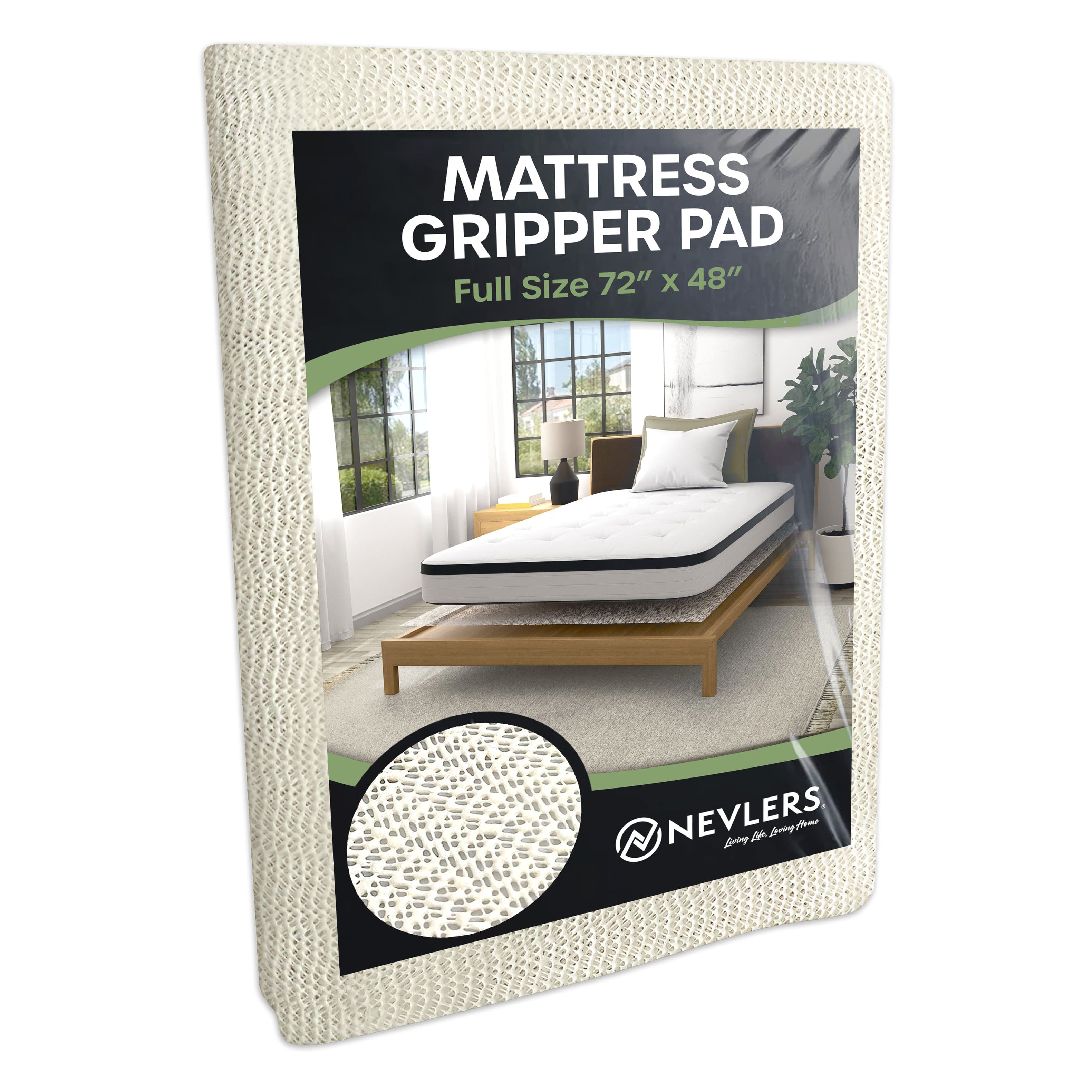 Nevlers - Full Size Non Slip Mattress Gripper Pad (72 in. x 48 in.) - White