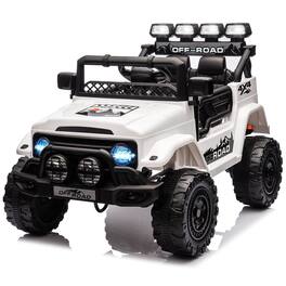 GARVEE - 12V Ride On Car for Kids, Power Wheels w/Remote, LED, Dual 45W Motors, Bluetooth, 3-Speed Options - White