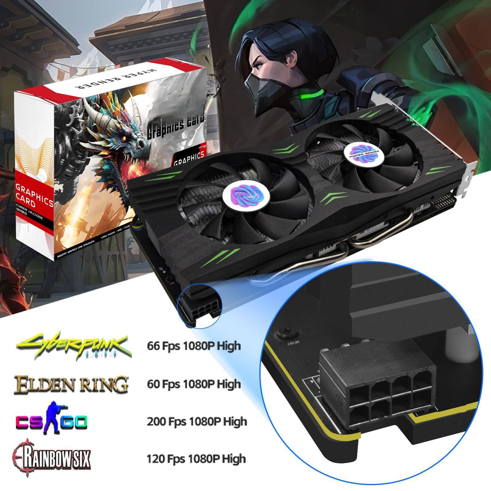 Sure, here is the corrected and grouped text:

---

**GRAPHICS CARD**

- **Cyberpunk 2077**: 66 Fps 1080P High
- **Elden Ring**: 60 Fps 1080P High
- **CS:GO**: 200 Fps 1080P High
- **Rainbow Six**: 120 Fps 1080P High

---

This text is organized to match the performance benchmarks listed for each game.