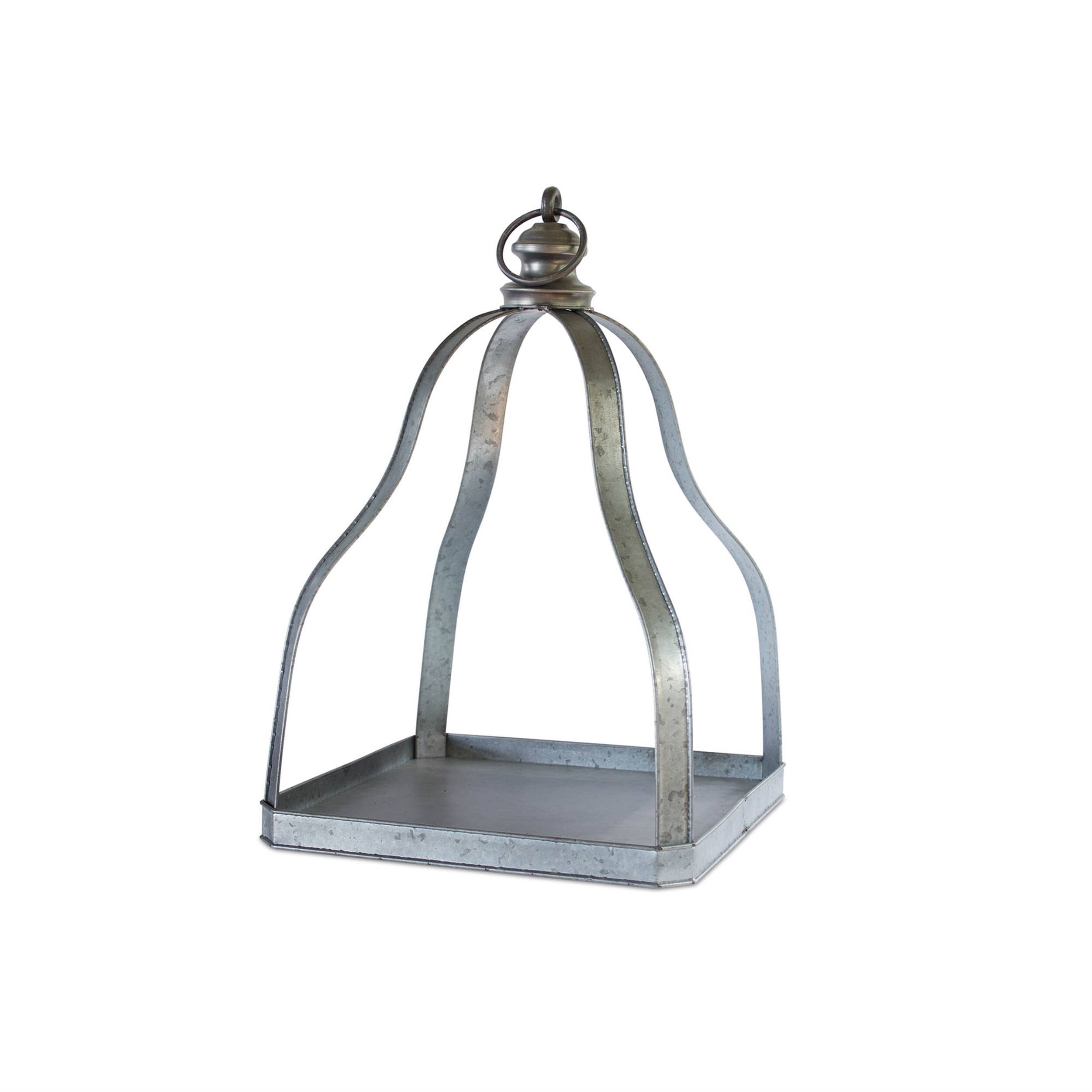 Left. BreeBe - Galvanized Metal Lantern with Open Design (Set of 2) - Grey, Black.