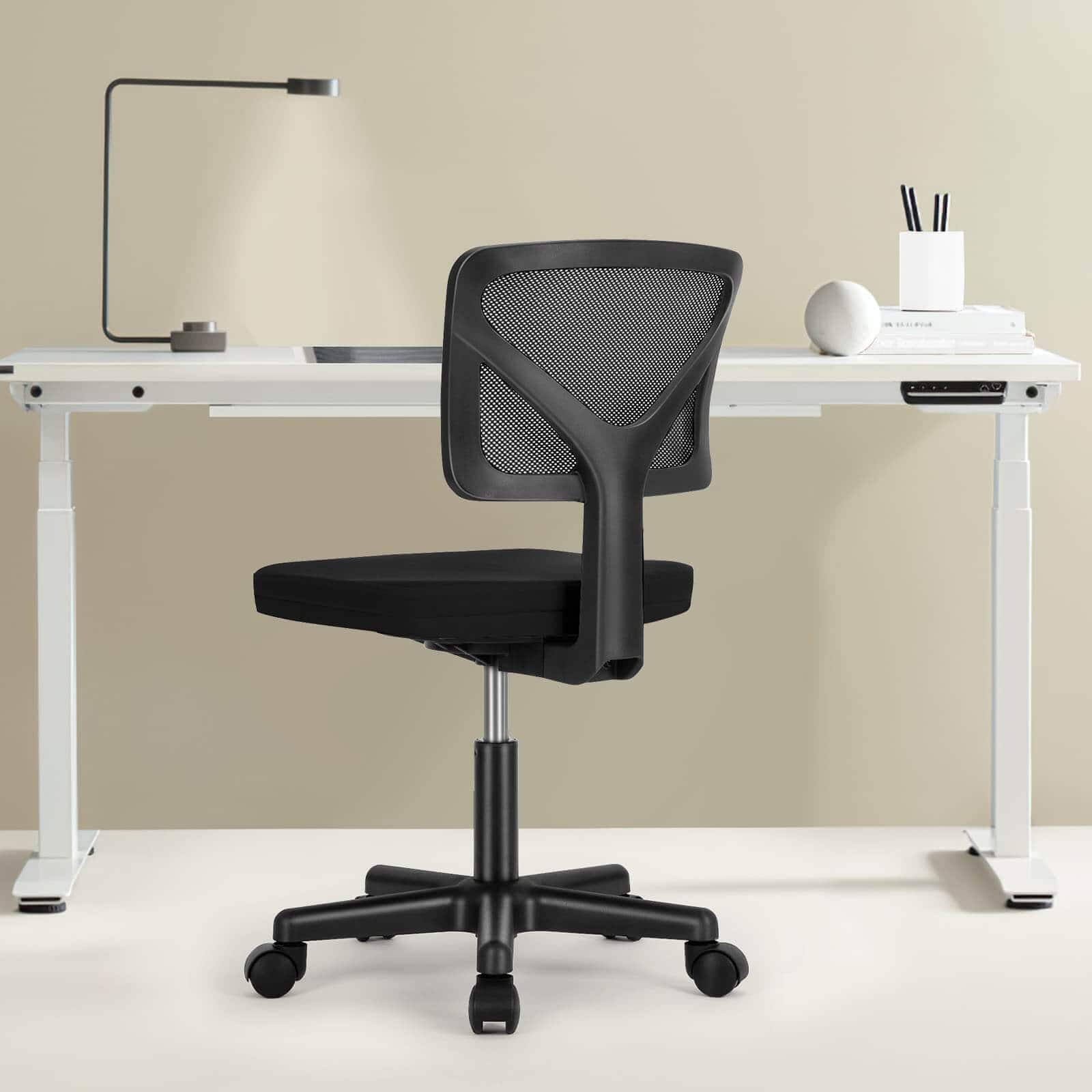 Bestier - Ergonomic Low-Back Mesh Armless Office Chair, Adjustable Swivel Rolling Computer Chair Home Office Desk Chair - Black