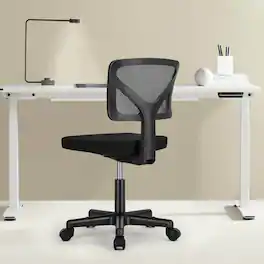 Bestier - Ergonomic Low-Back Mesh Armless Office Chair, Adjustable Swivel Rolling Computer Chair Home Office Desk Chair - Black