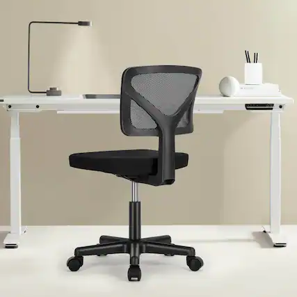Front. Bestier - Ergonomic Low-Back Mesh Armless Office Chair, Adjustable Swivel Rolling Computer Chair Home Office Desk Chair - Black.
