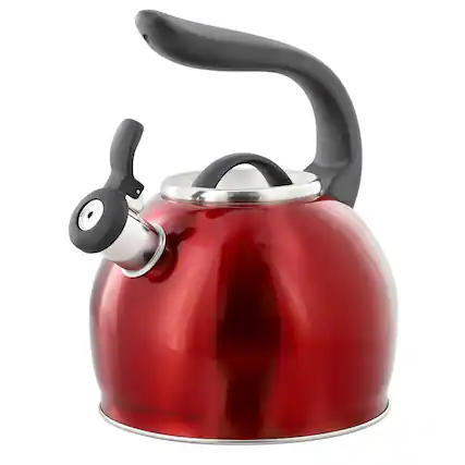Front. Mr. Coffee - Mr. Coffee Kassel 2.1 Quart Stainless Steel Whistling Tea Kettle in Red - Red.