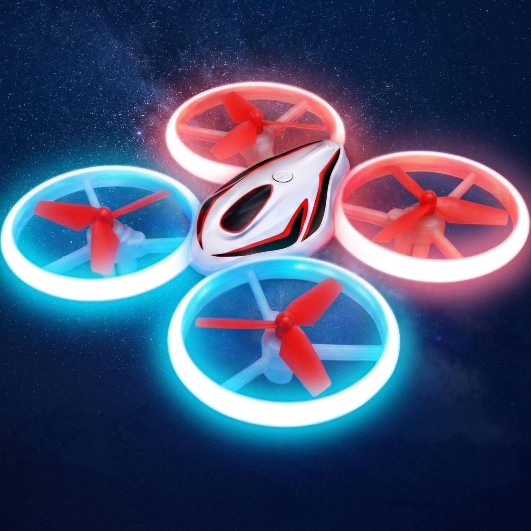 Front. Veeniix - Drone for Kids & Adult,Anti-Collision RC Quadcopter with LED Light,Easy to Fly Kids Gifts for Boys & Girls Ages 14+ - Red & White.