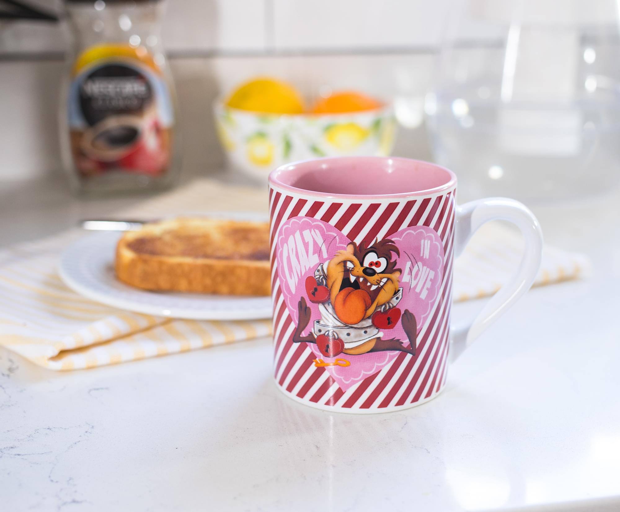 Alt View 3. Silver Buffalo - Looney Tunes Taz "Crazy In Love" Ceramic Mug | Holds 14 Ounces | Toynk Exclusive - Pink.