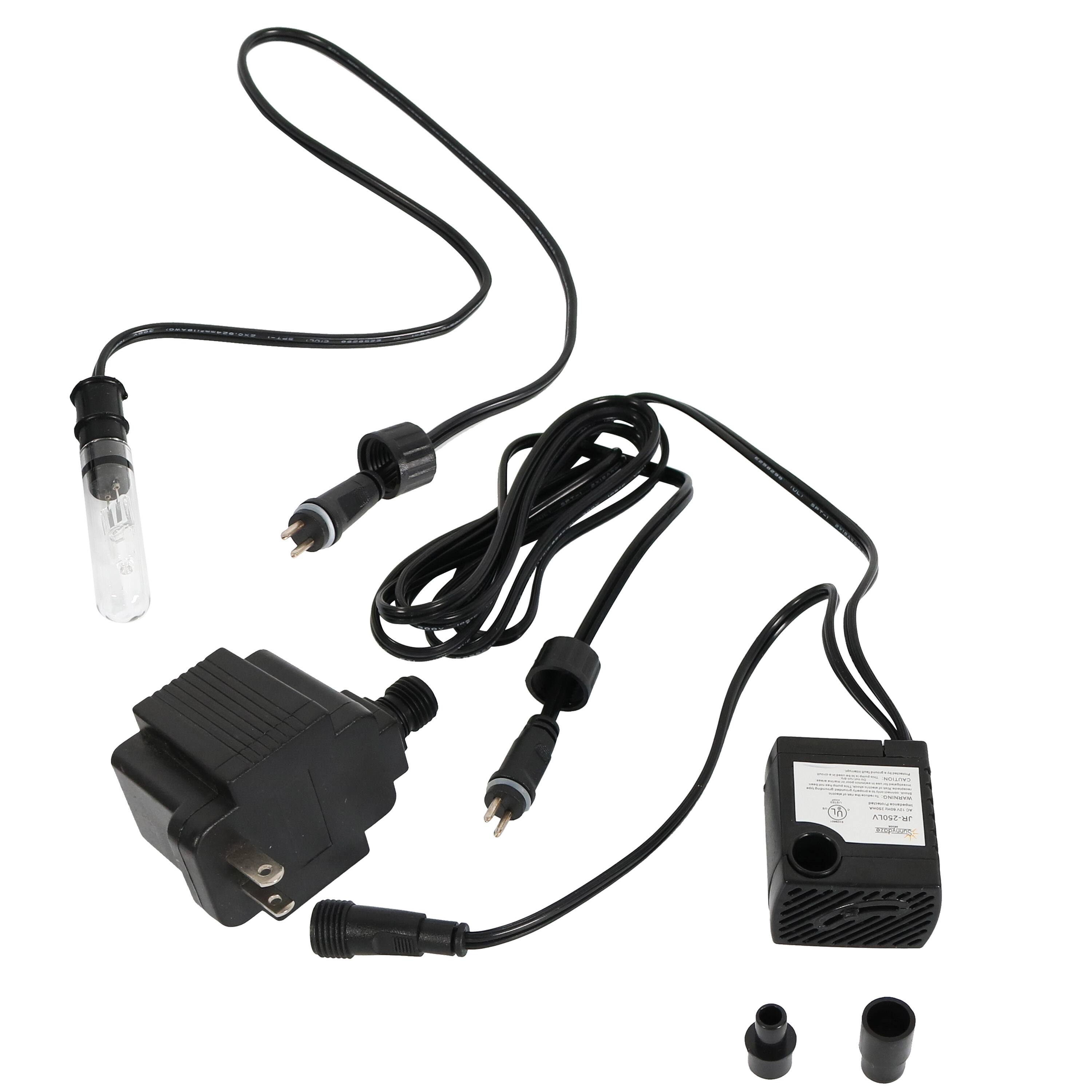 Alt View 5. Sunnydaze - 70 GPH 24V Electric Water Fountain Pump with Finger Light - Black.
