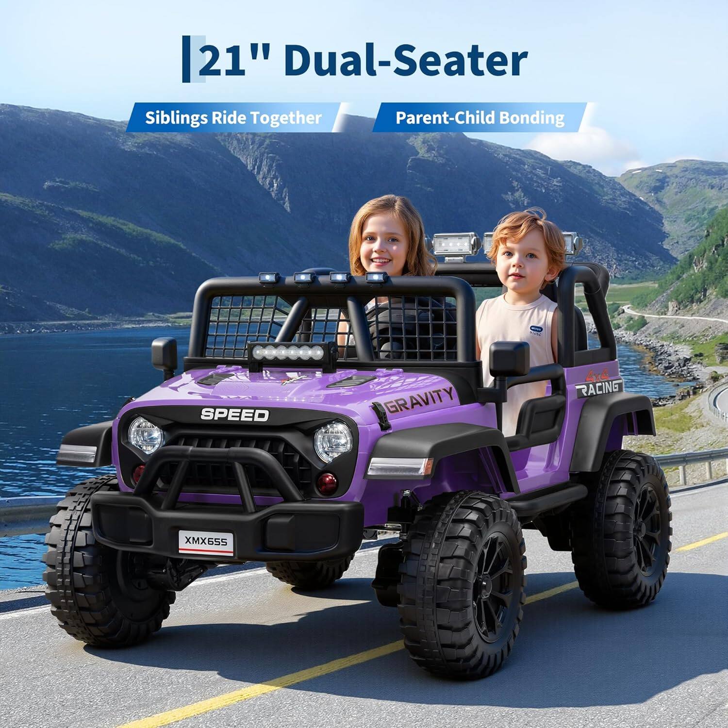 21" Dual-Seater  
Siblings Ride Together  
Parent-Child Bonding  
SPEED  
GRAVITY  
RACING  
XMX655