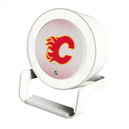 Keyscaper - Calgary Flames Linen Print Nightlight Charger & Bluetooth Speaker - White