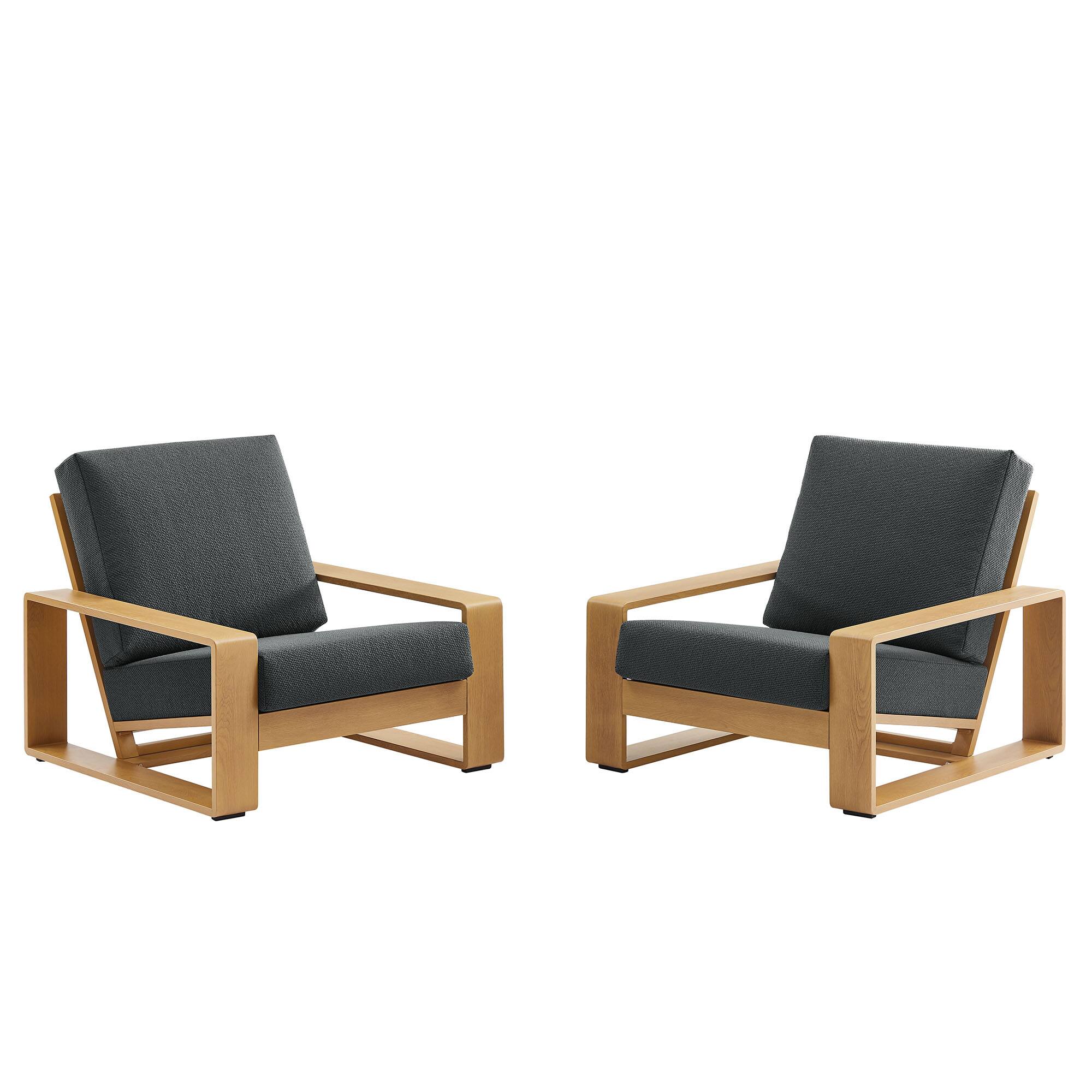 Left. Modway - Lirienne Outdoor Patio Aluminum Faux Wood Armchairs Set of 2 by Modway - Charcoal Natural.
