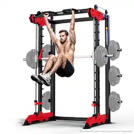 HARISON - Multifunction Home Gym 3300LB Capacity Power Squat Rack for Full-Body Strength Training (BBG30815) - Black