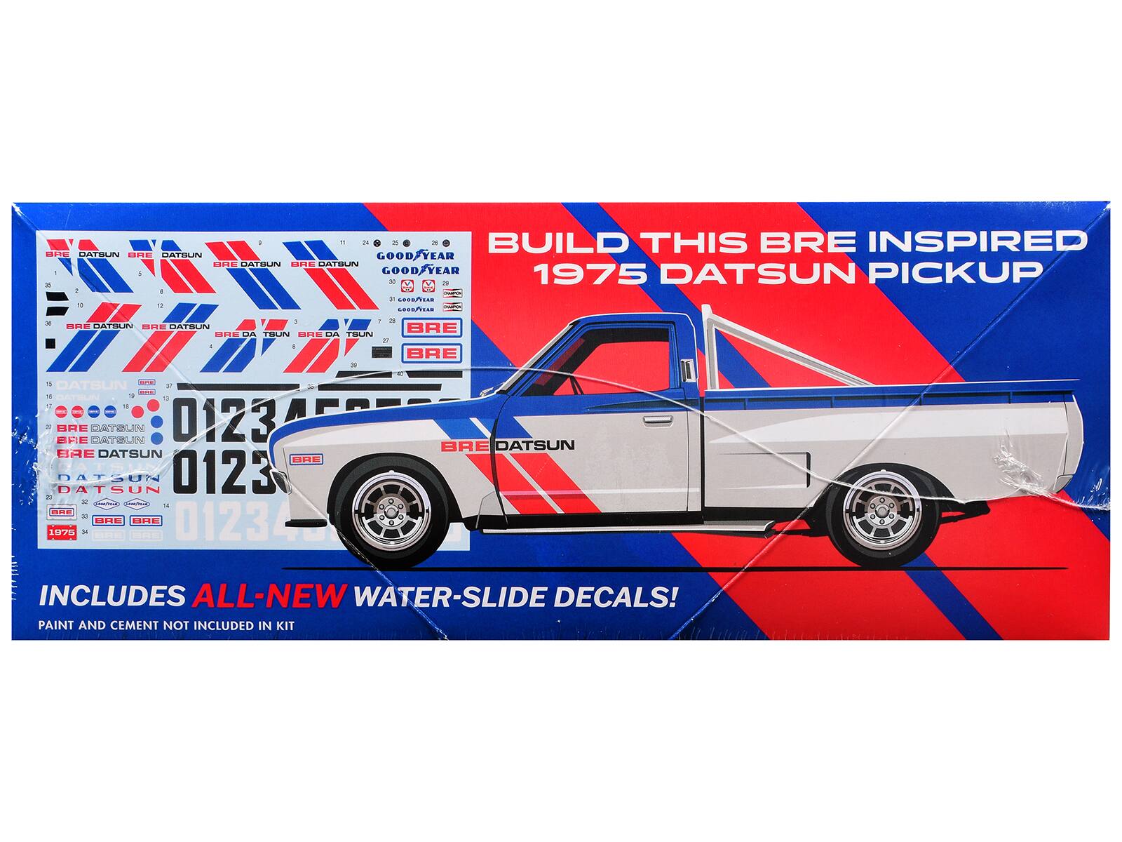 14 BUILD THIS BRE INSPIRED 1975 DATSUN PICKUP - GOODFYEAR BLE DATELIN BUE DATBUN - GOODFYEAR 1975 DATSUN PICKUP - 1 4 i COODrTAR 1 M AELPIA - i e BOE 1 DATSUN ORE DATSUN BRE BRE DA CAL TSUN BRE DA DA TIUN + BRE DATSUN - 1 DATRUIN - I I BRE BRE DATSUN DATBUN 0123 BRE DATSUN BAE DATSUN BHE DATSUN DATSUN 0123 N I 14 CANE M MHE RE 01234 1975 INCLUDES ALL-NEW WATER-SLIDE DECALS! PAINT AND CEMENT NOT INCLUDED IN KIT