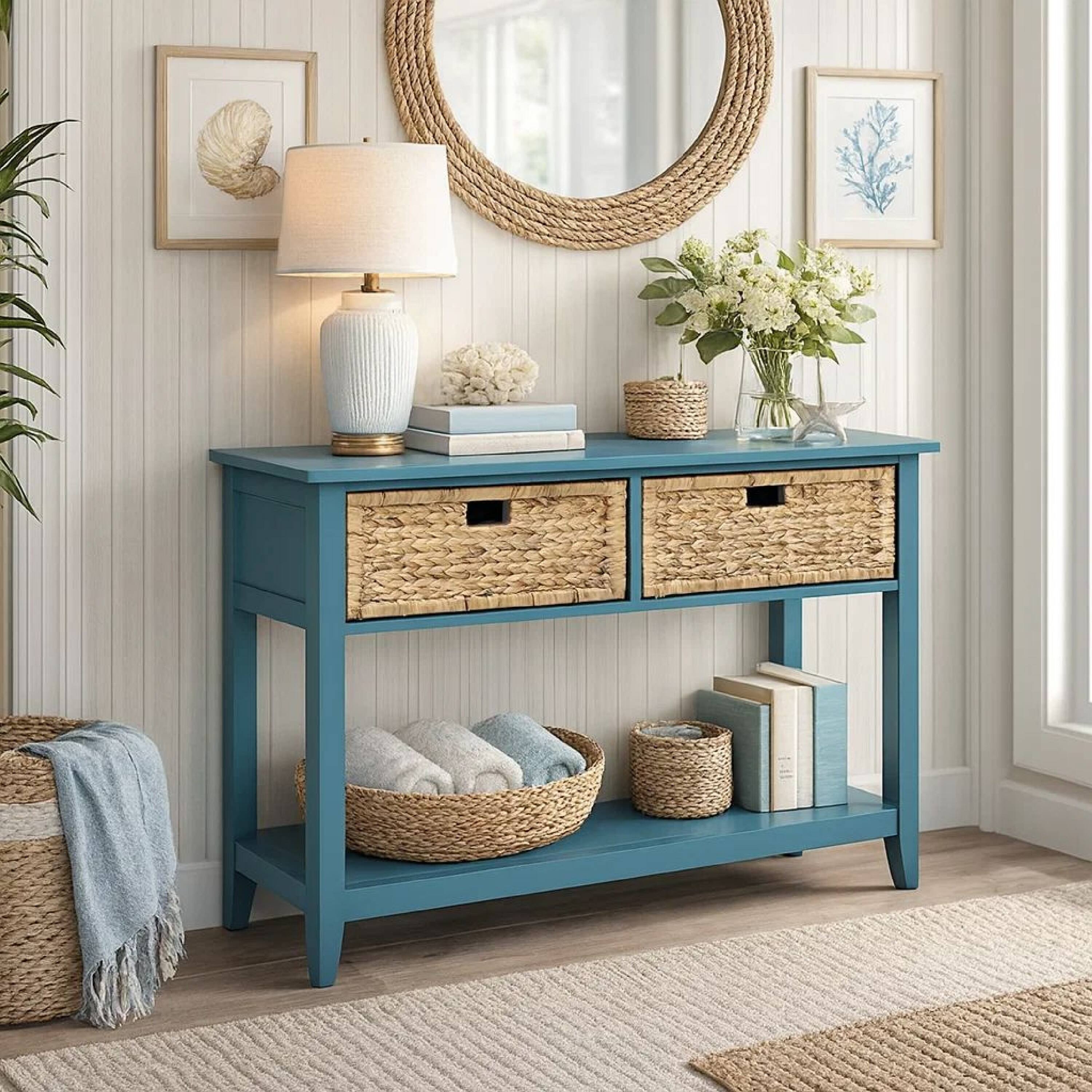 Alt View 8. Manhattan Lane - Flavius Console Table with 2 Drawers - Blue.