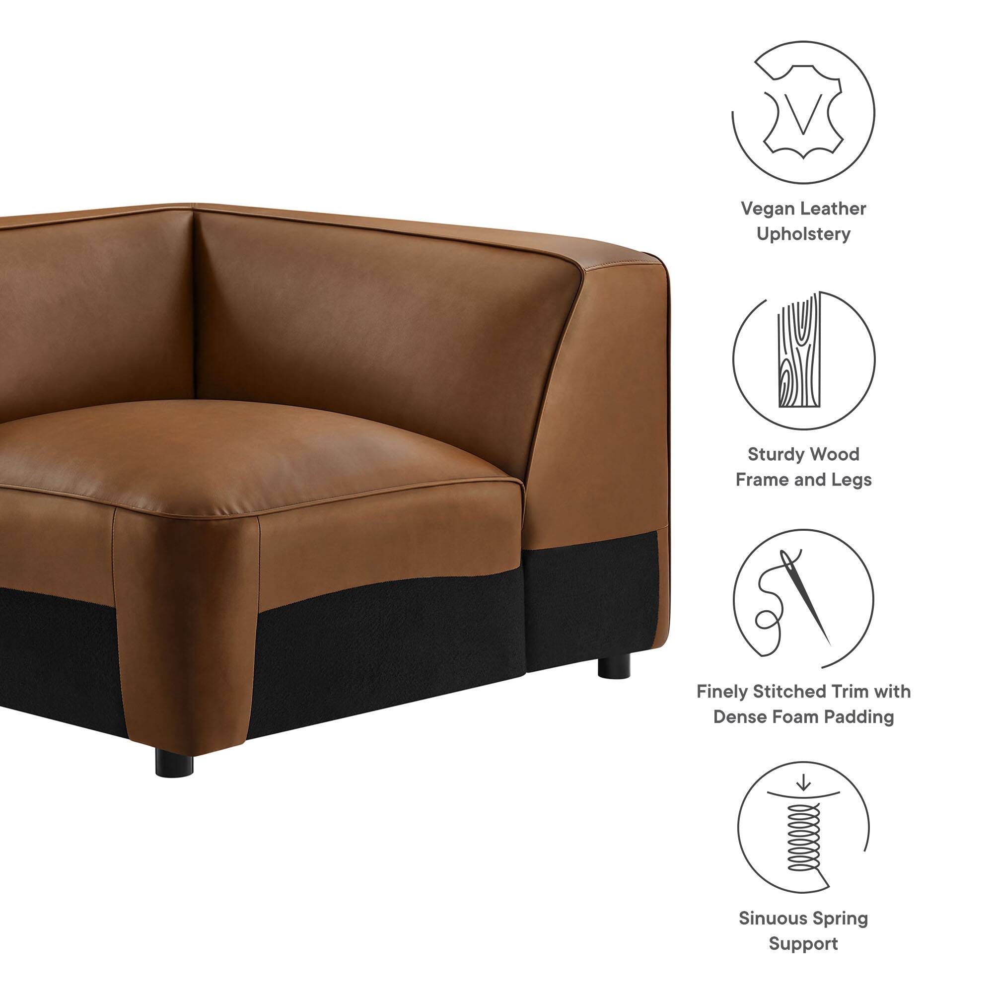 Vegan Leather Upholstery, Sturdy Wood Frame and Legs, Finely Stitched Trim with Dense Foam Padding, 800000 Sinuous Spring Support