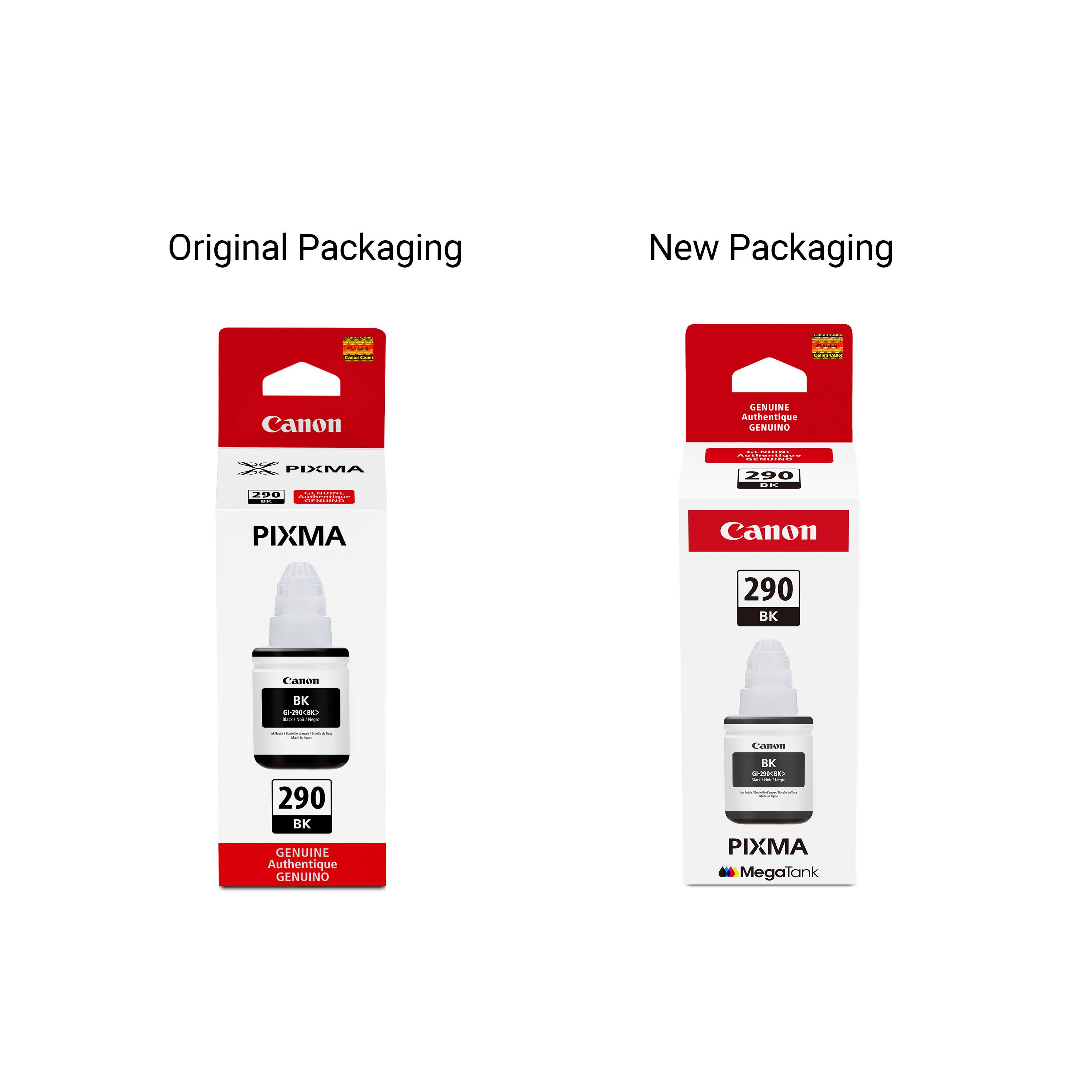 Original Packaging  
New Packaging  

Canon GENUINE Authentique GENUINO PIXMA 1290  
Canon GENUINE Authentique GENUINO PIXMA 290 BK  

PIXMA MegaTank