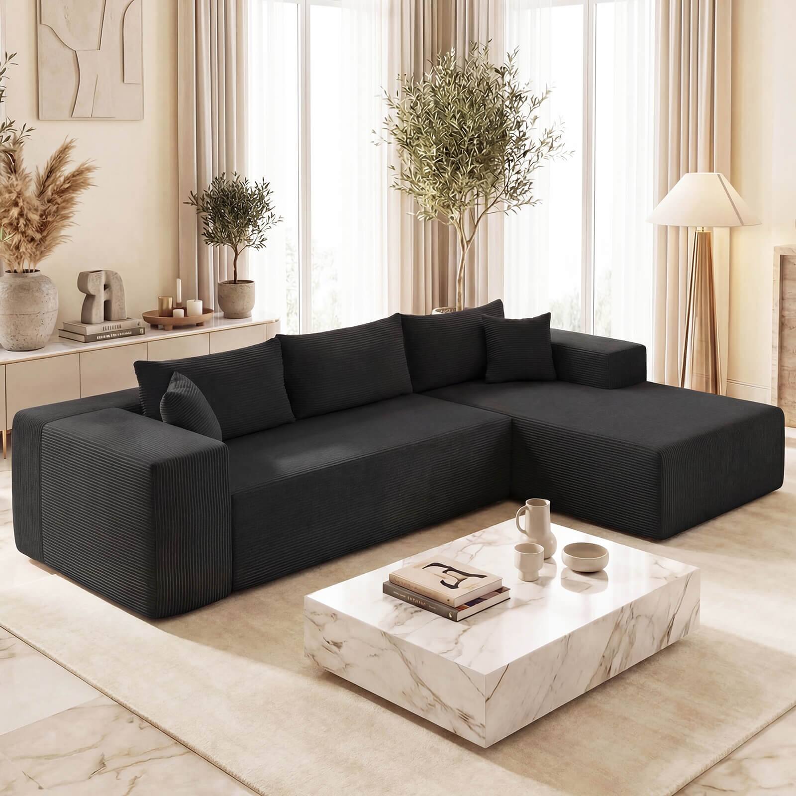 Alt View 5. Costway - Costway 110.5" Modular Sectional Sofa with Deep Seats & Comfy Backrests, Comfy Armrests - Black.