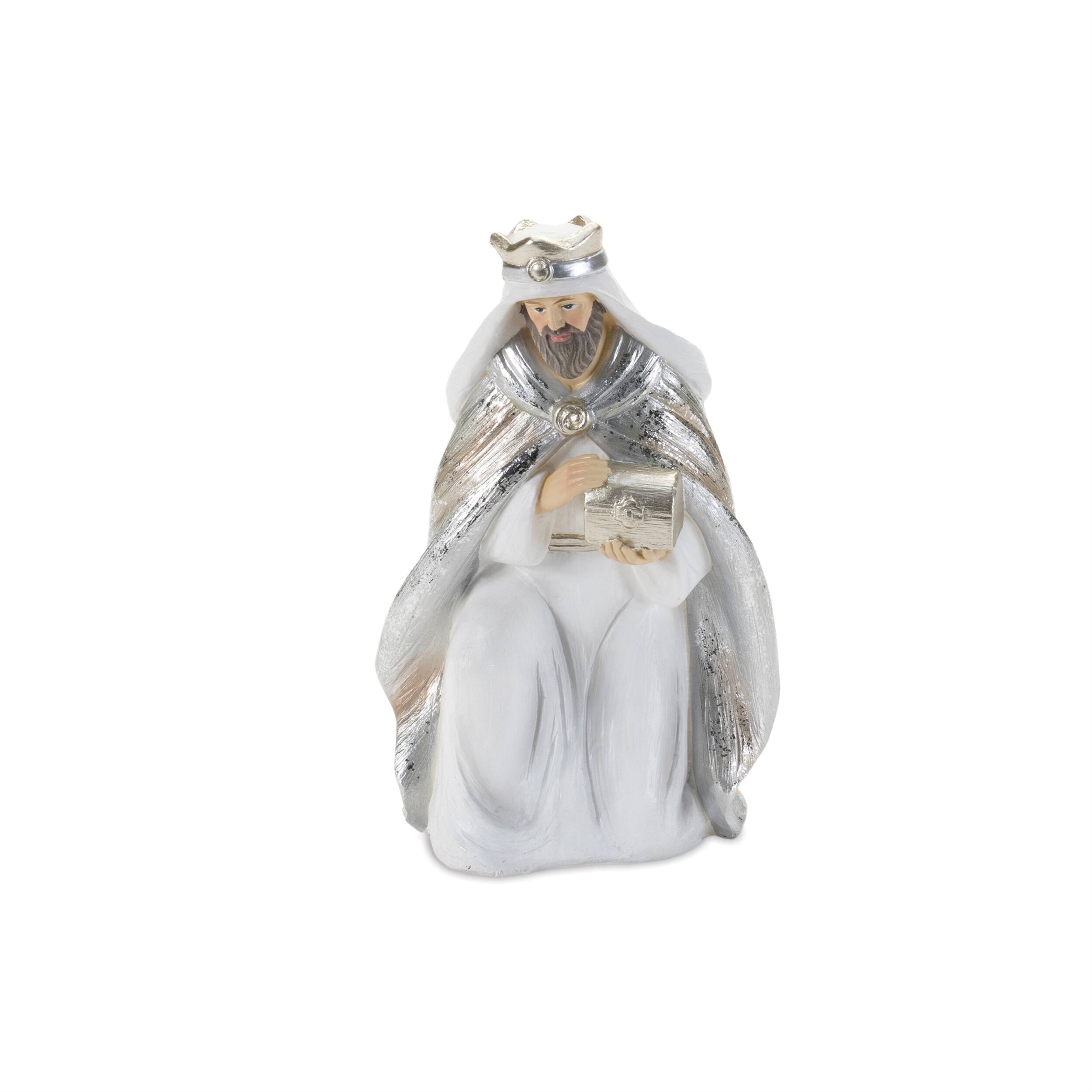 Alt View 3. BreeBe - Holiday Nativity Figurine (Set of 6) - White, Silver.