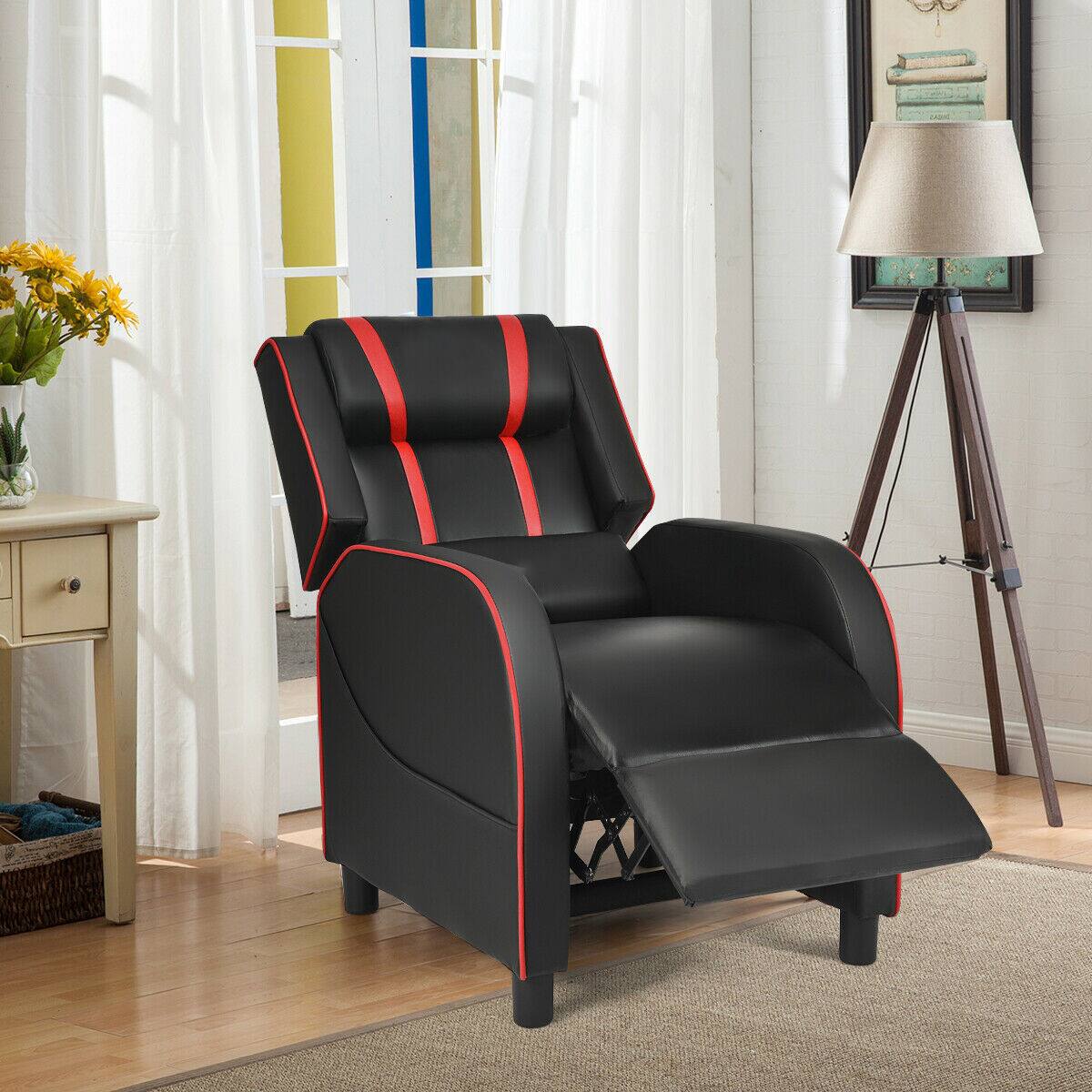 Alt View 1. Ecooso - Racing-Style Gaming Recliner Chair with Massage and Footrest, Adjustable Backrest, Home Theater Seating - Red.