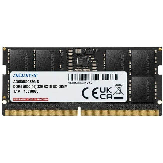 ADATA - AD5S560032G-S 32GB DDR5 SDRAM Memory Module - For Computer, Notebook - 32 GB (1 x 32GB) - DDR5-5600/PC5-44800 DDR5 - Black