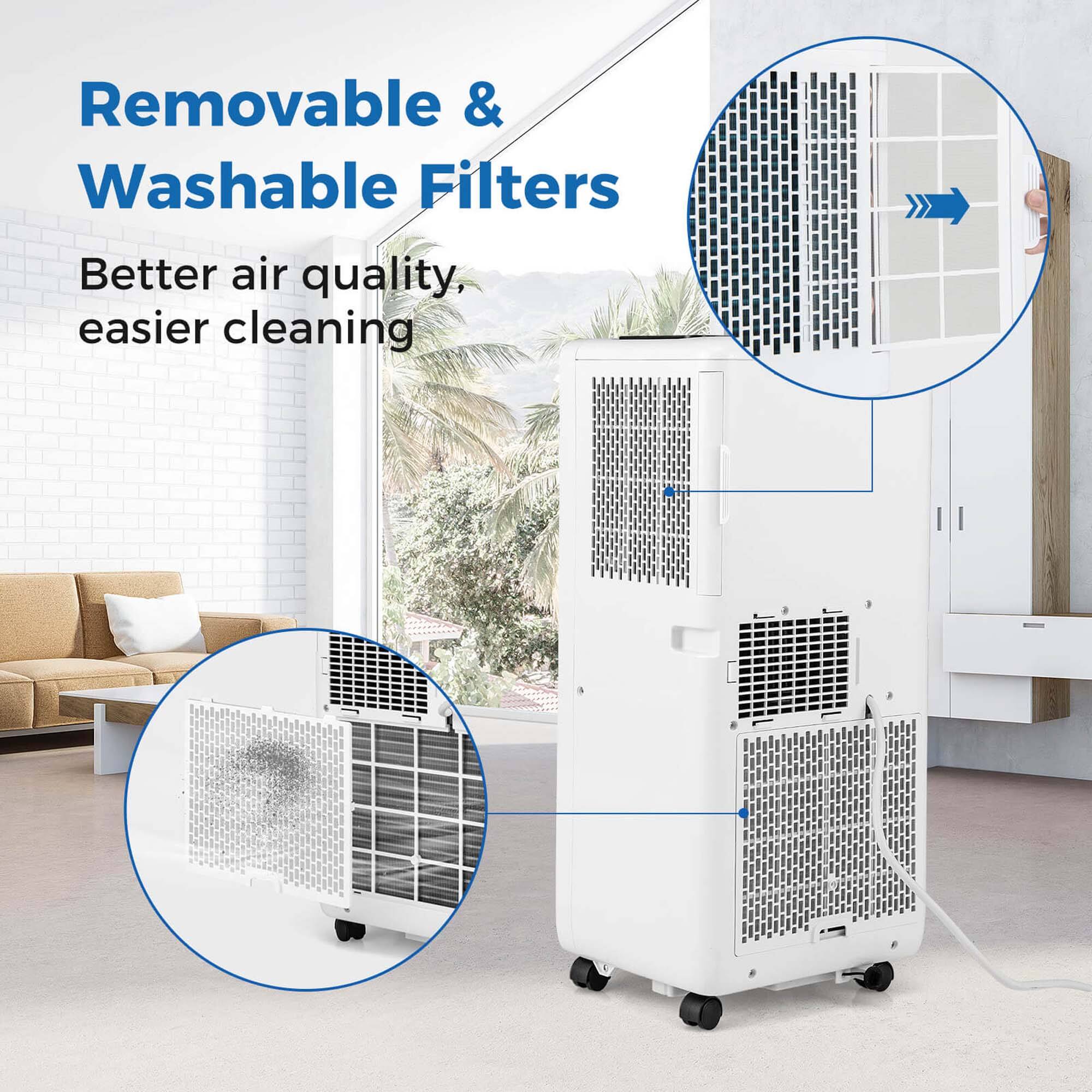 Removable & Washable Filters: Better air quality, easier cleaning.