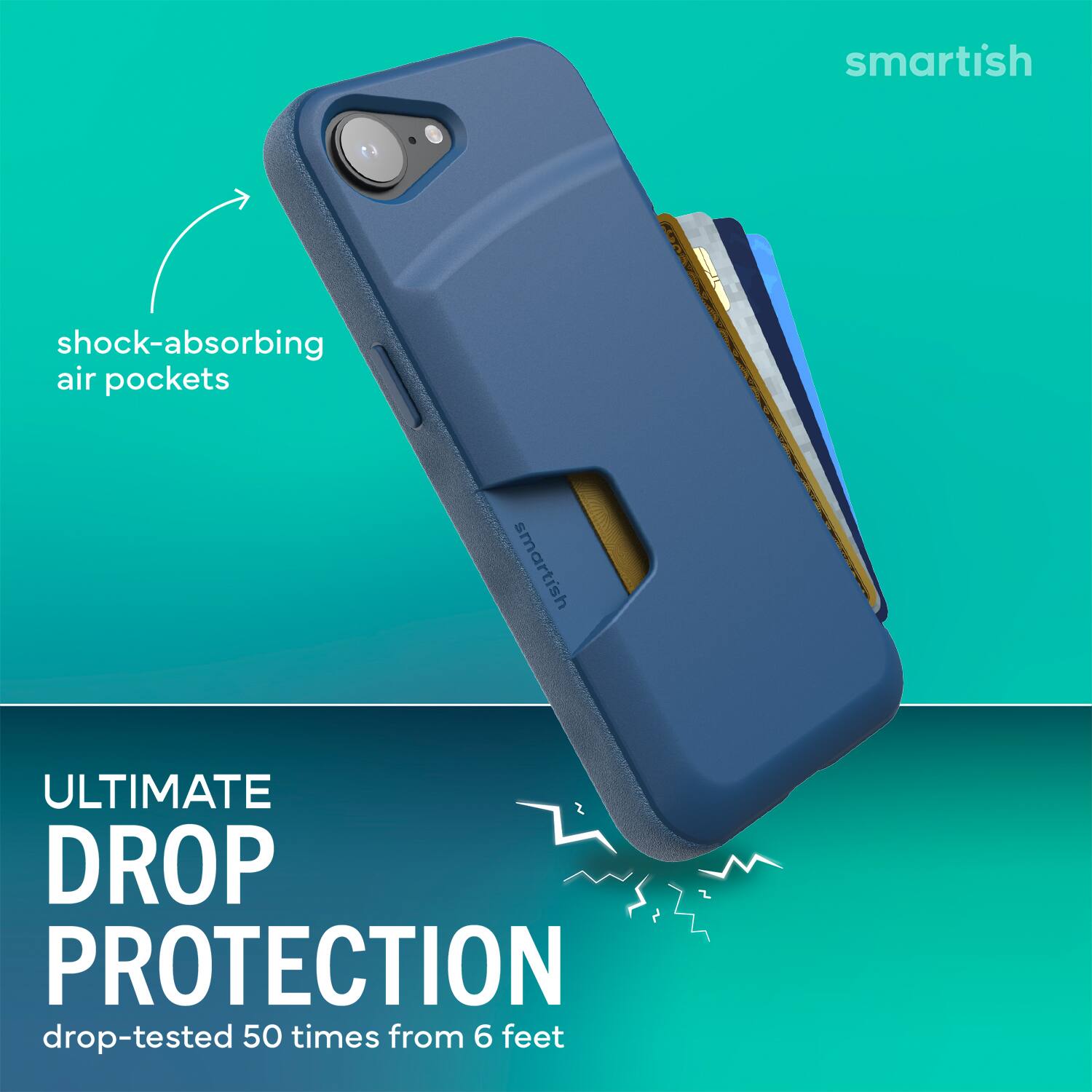 smartish  
shock-absorbing air pockets  
smartish ULTIMATE DROP PROTECTION  
drop-tested 50 times from 6 feet