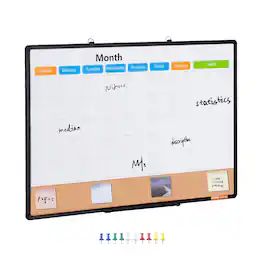 VEVOR - 36"x 24" Monthly Calendar Whiteboard & Cork Board Combo with Aluminum Frame - Black