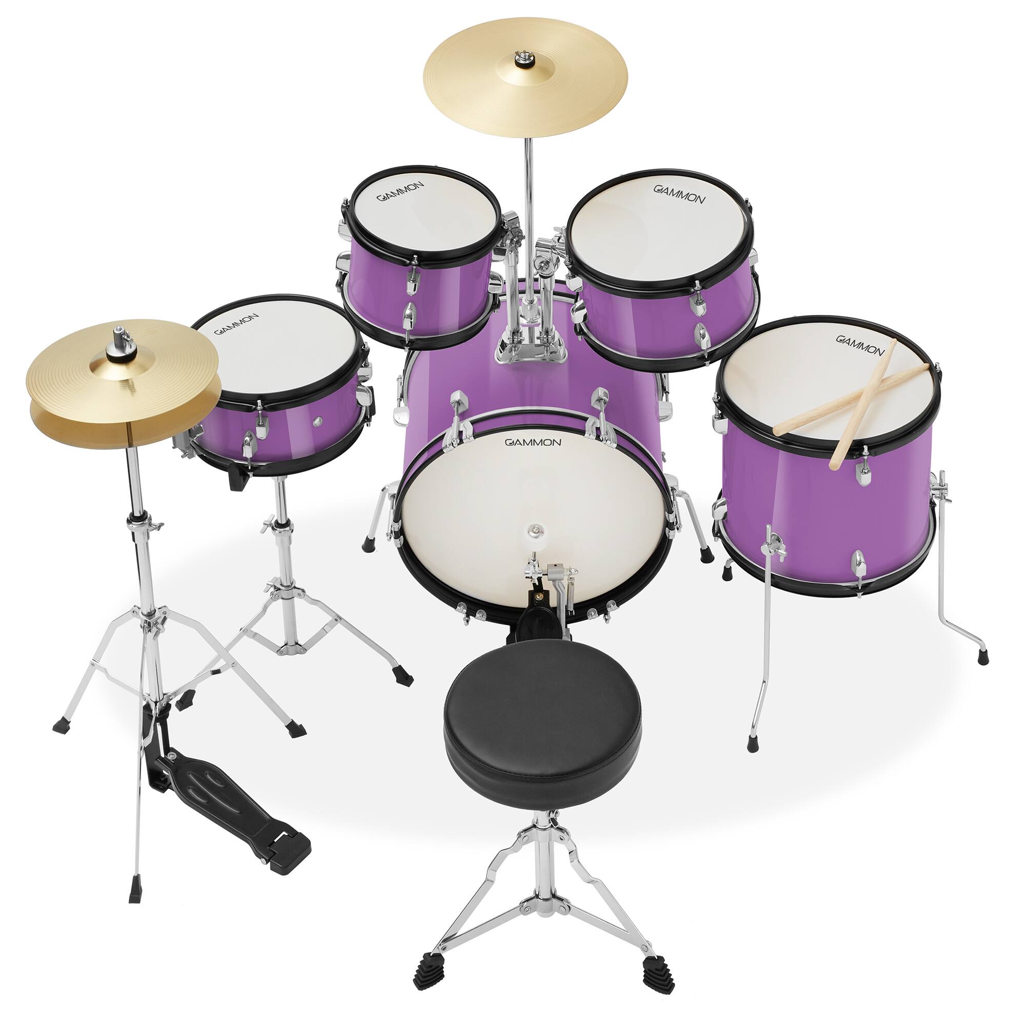 Gammon Percussion 5pc Junior Drum Set Beginner Percussion Kit with