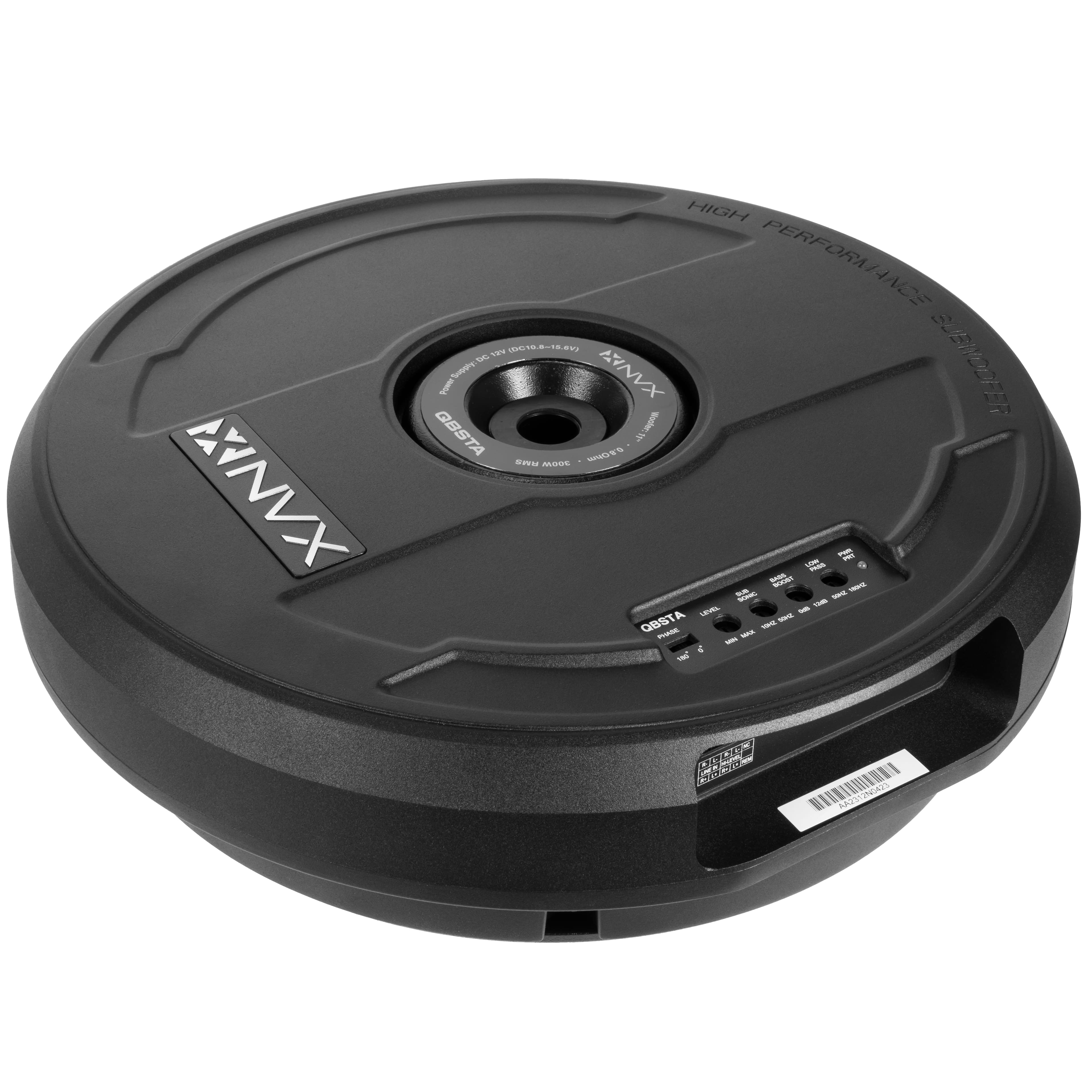 NVX QBSTA 900W Max (300W RMS) 11in Powered Spare Tire Subwoofer