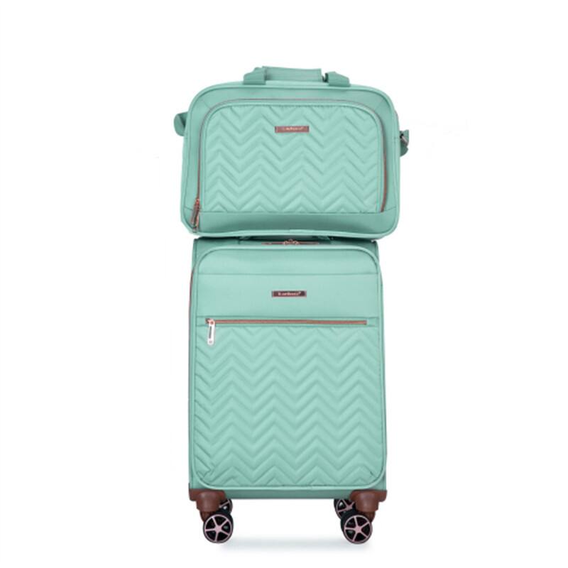 Angle. HTUTWOO - Softshell Suitcase Spinner Wheels Terylene Luggage Sets - 4-Piece Set 16/20/24/28, Carry On Suitcase, Lightweight - Green.