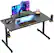Front. Bestier - 42-inch Gaming Desk with RGB Lights, Ergonomic Monitor Stand & Accessory Hooks - Black Marble.