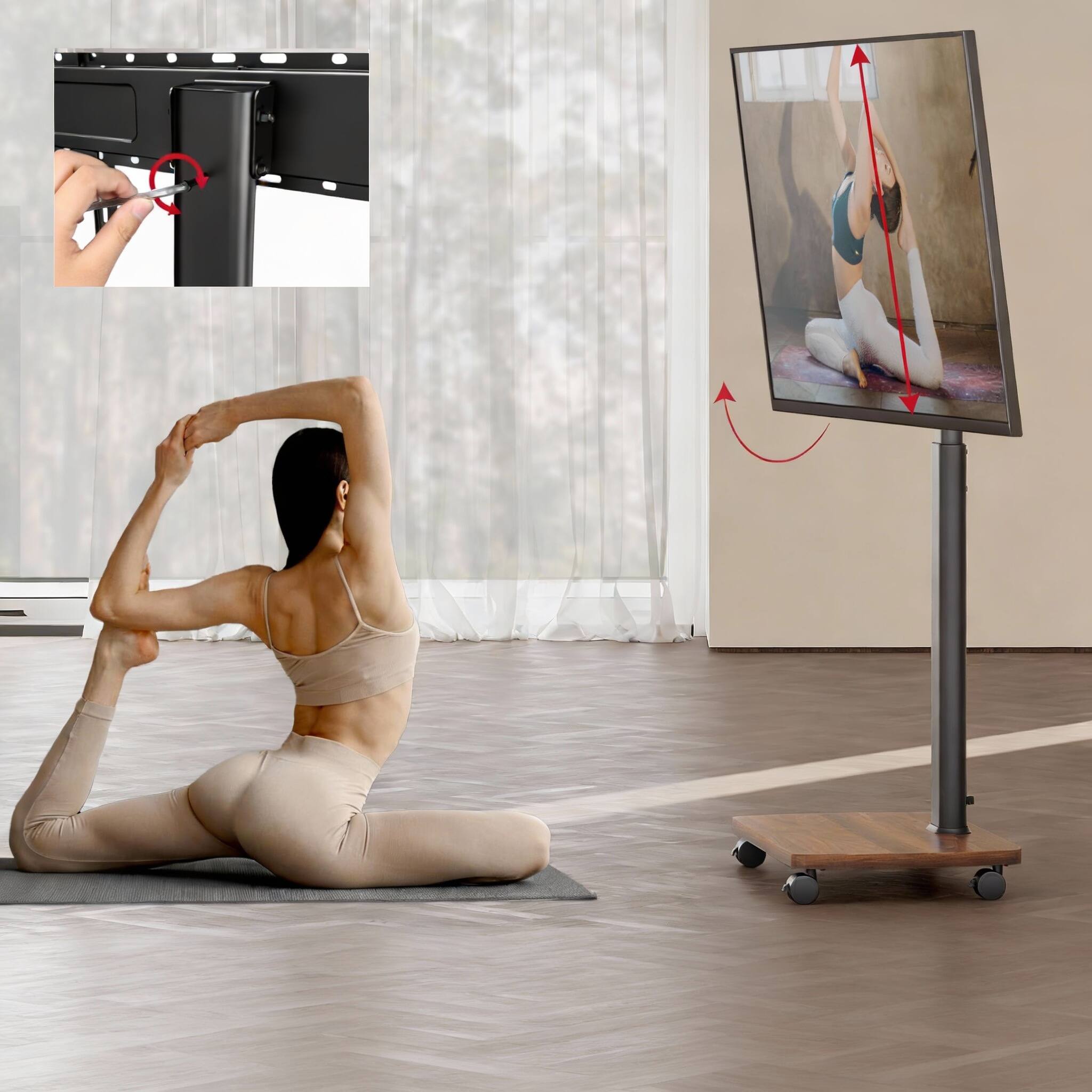 Alt View 3. Frangdom - Rolling TV Stand 43-75" Mobile Height-Swivel-Tilt - White Basic.