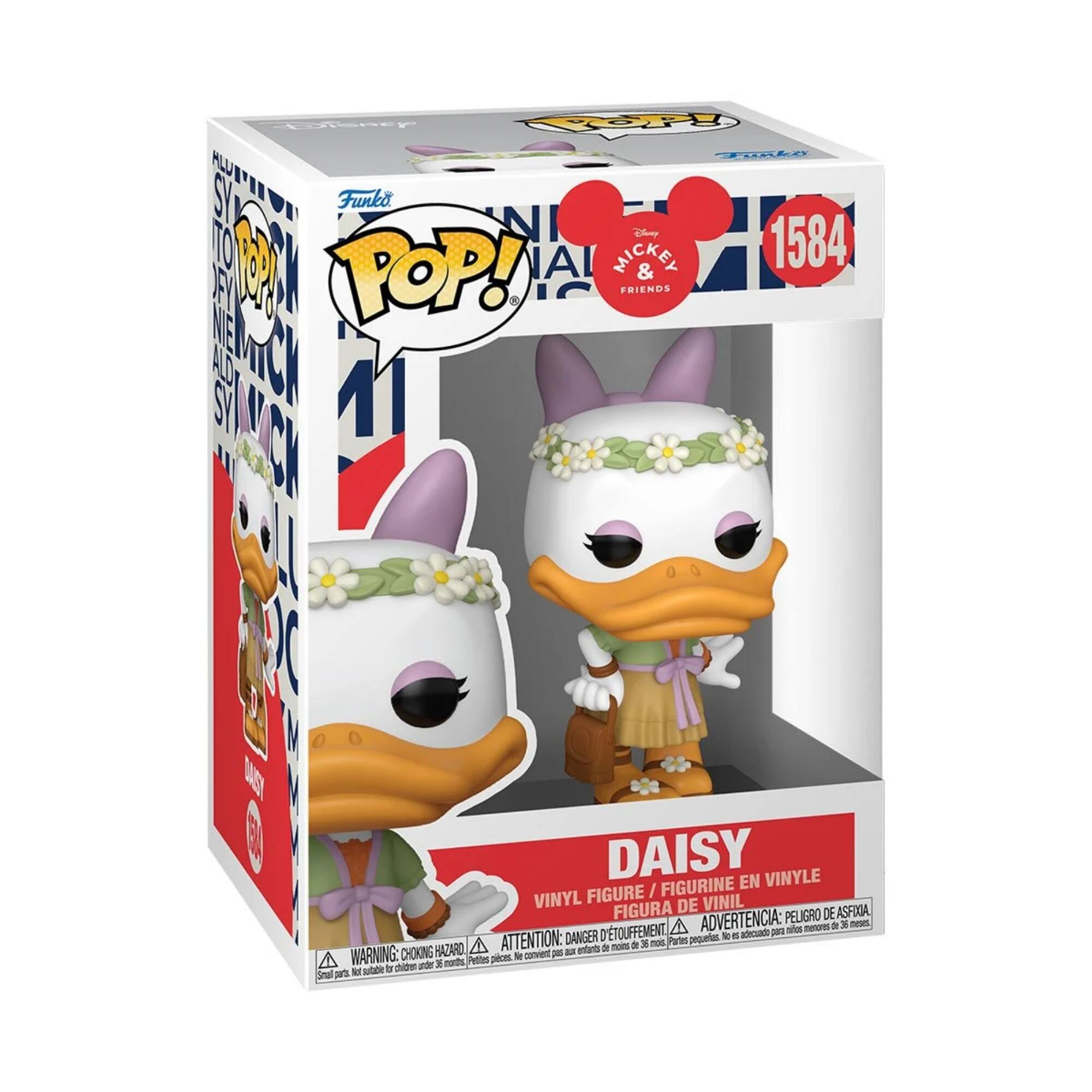 Funko POP!  
Disney Mickey & Friends  
DAISY  
VINYL FIGURE / FIGURINE EN VINYLE / FIGURA DE VINIL  
WARNING: CHOKING HAZARD - Small parts. Not for children under 3 years.  
ADVERTENCIA: PELOJO DE ASFIXIA - Piezas pequeñas. No es adecuado para menores de 3 años.  
ATTENTION: DANGER - Petite pièces. Ne convient pas aux enfants de moins de 3 ans.