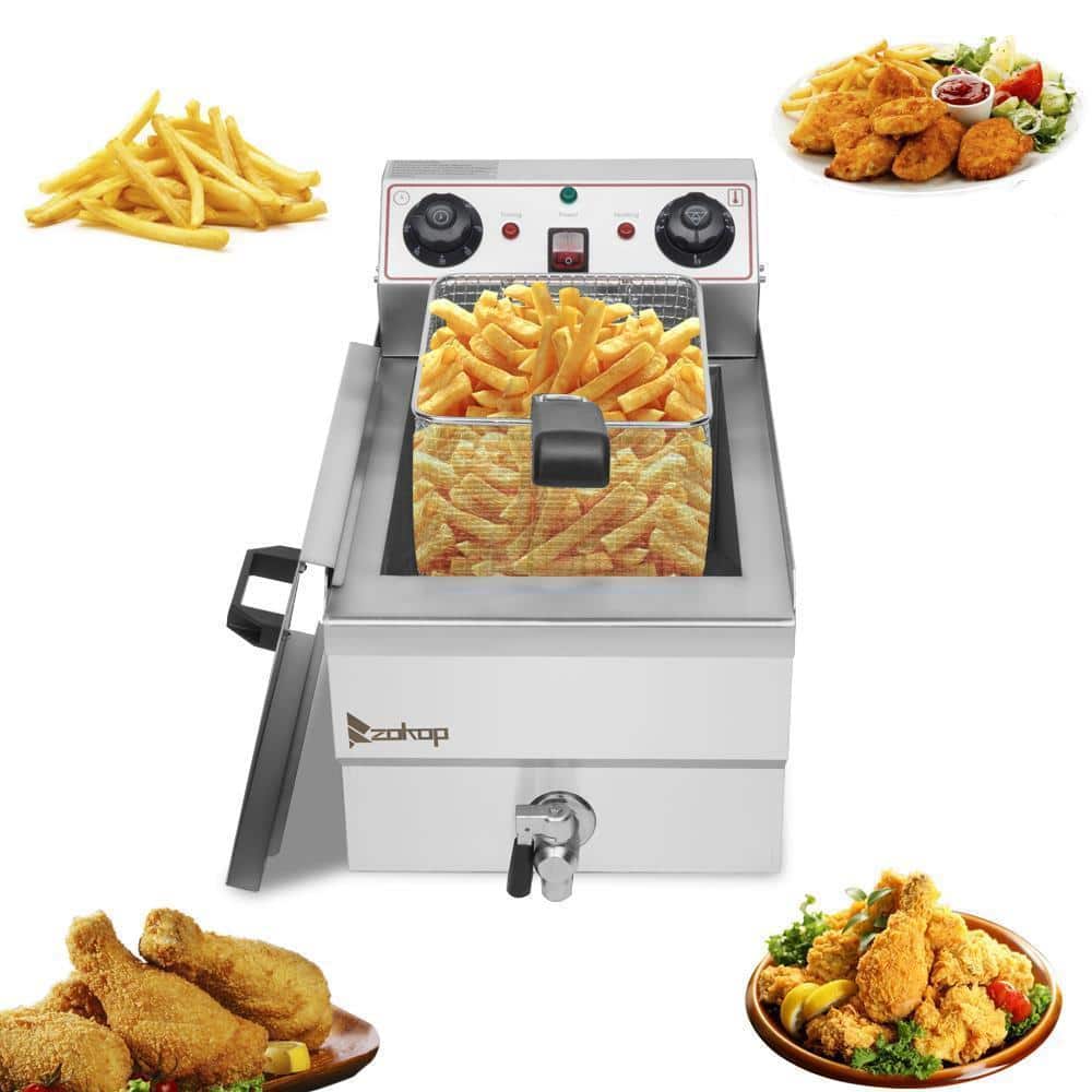 Winado - 1700W Electric Deep Fryer 12L Commercial Stainless Steel Restaurant Fry Basket - Silver