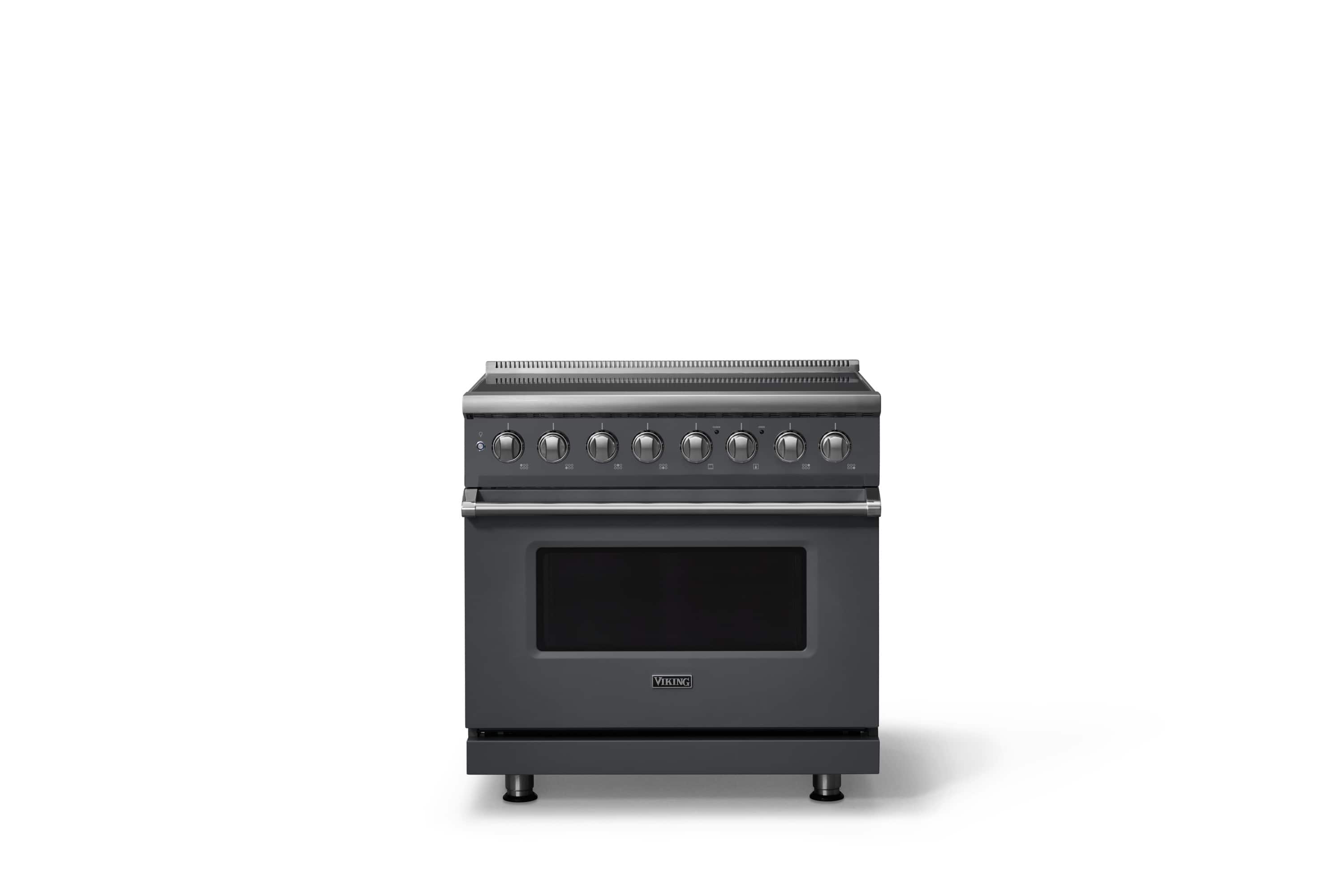Front. Viking - 36 in. Wide 6 Elements Pro 5 Series 5.6 Cu. Ft. Freestanding Induction Convection Range - Cast Black - Cast Black.