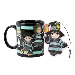 Just Funky - Fire Force Company 8 GITD 11oz Coffee Mug and Air Freshener Set - Black