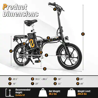 Goplus 16" Folding E-Bike Portable Electric Bicycle with Peak 650 W - with Rear Bike Basket Goplus 16" Folding E-Bike Portable Electric Bicycle with Peak 650 W - with Rear Bike Basket