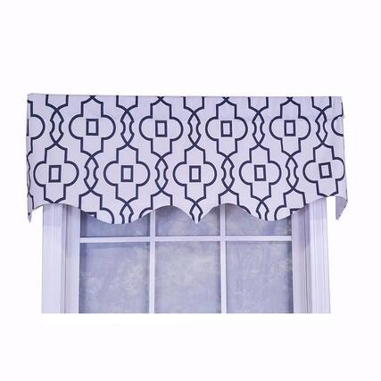 Front. RLF Home - RLF Home Modern Design Classic Crusade Regal Style Window Valance 50" x 17" Light Navy - Light Navy.