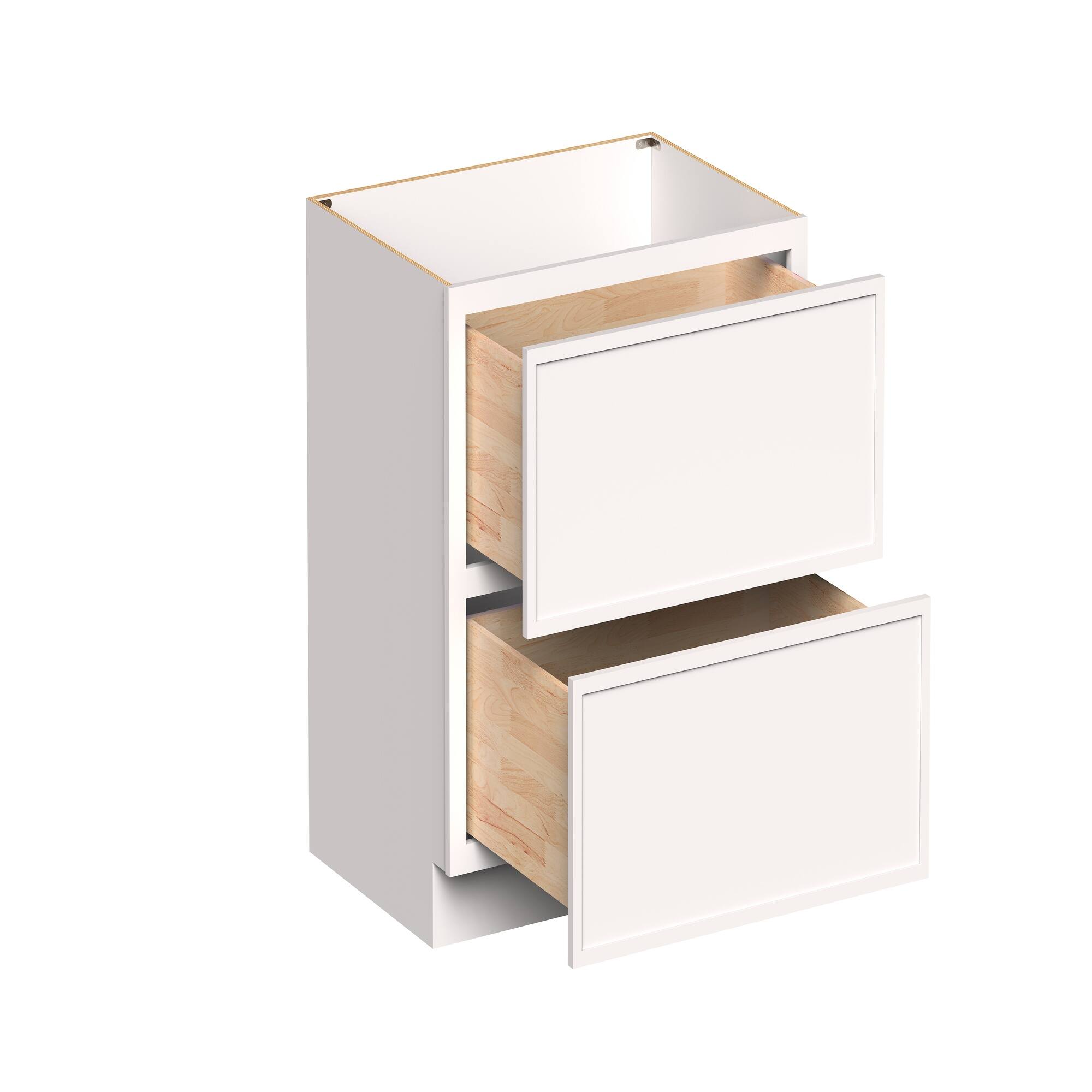 Boyel Living - 33-in W x 34.5-in H x 24-in D Slim Shaker RTA Kitchen 2-Drawer Base Cabinet with Soft-Close Drawers - Snow White