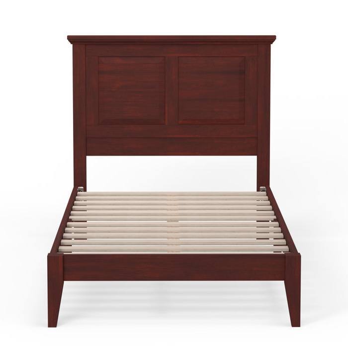 Angle. Hivvago - Hivvago Twin Traditional Solid Oak Wooden Platform Bed Frame with Headboard - Cherry.