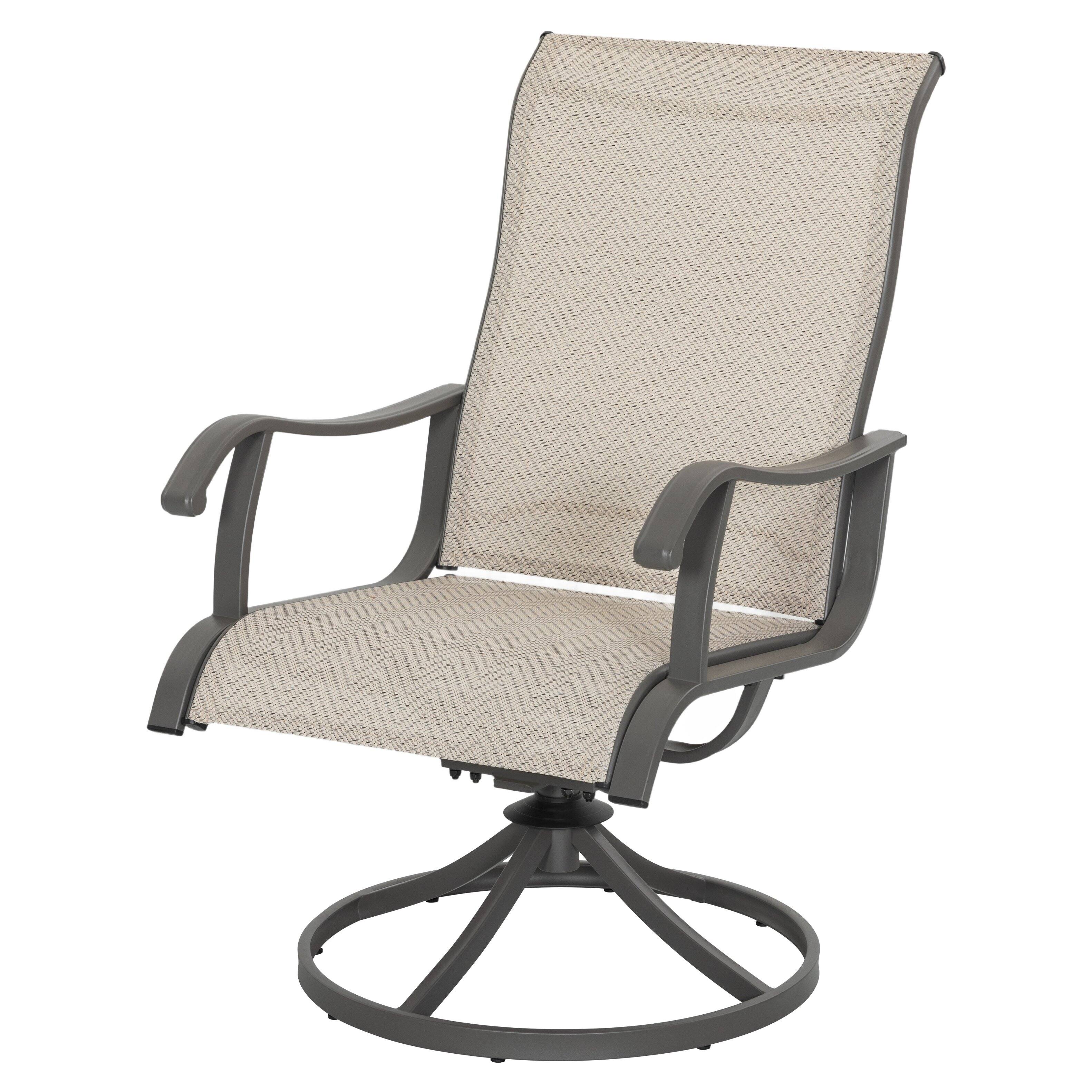 Alt View 6. Nuu Garden - Patio 2-Piece Outdoor Textilene Dining Chairs with Smooth Swivel Design - Beige and Gray.